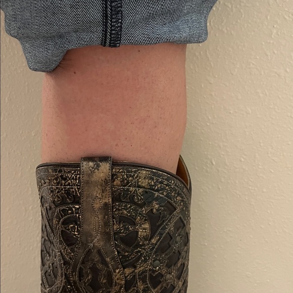 Lucchese Snowflake Brown and Gold Cowboy Boots with Intricate Detailing Size 10 - Picture 13 of 16